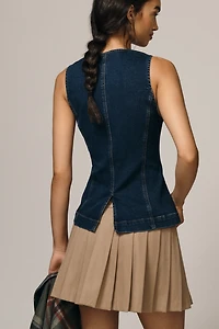 Maeve Crew-Neck Denim Vest