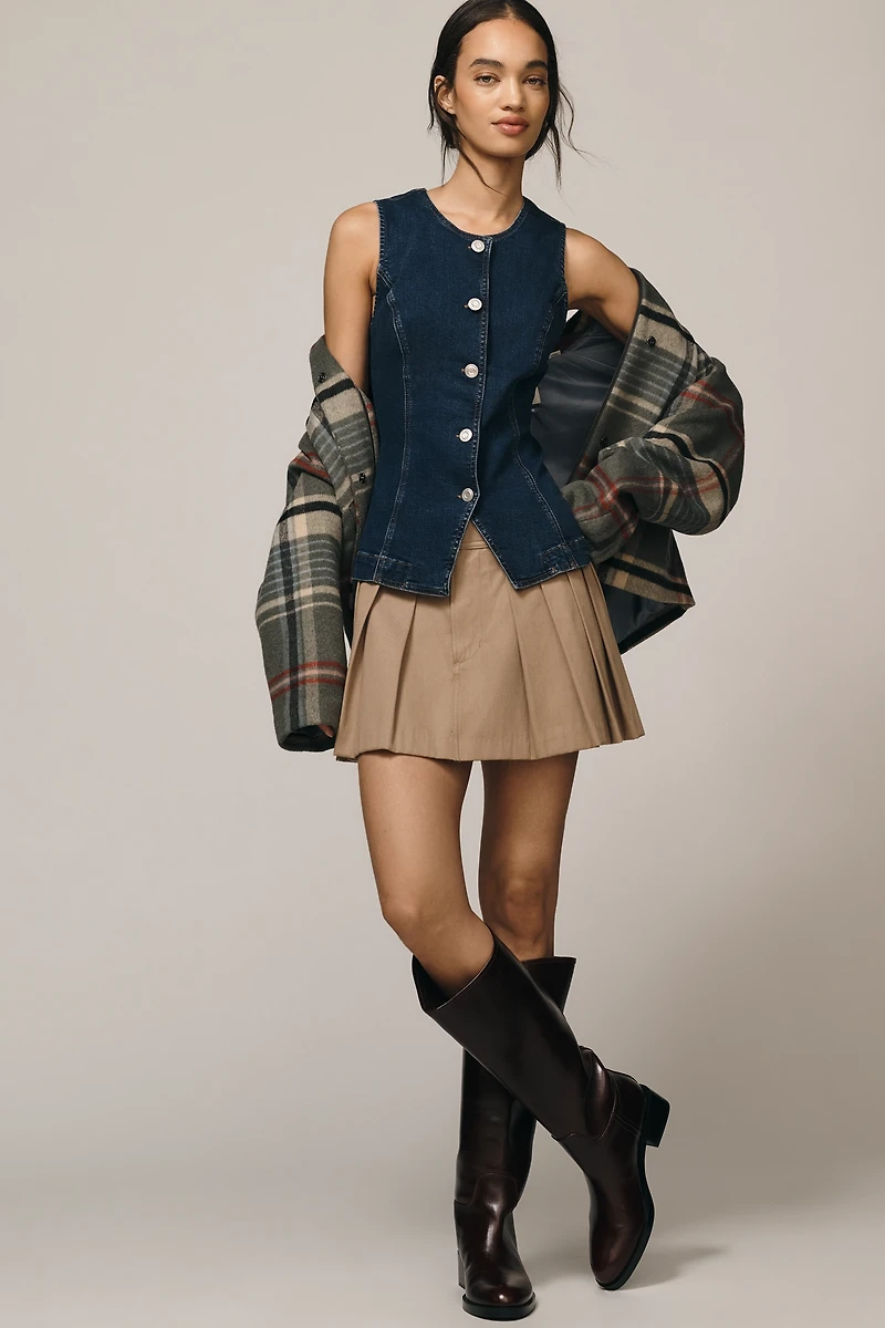 Maeve Crew-Neck Denim Vest