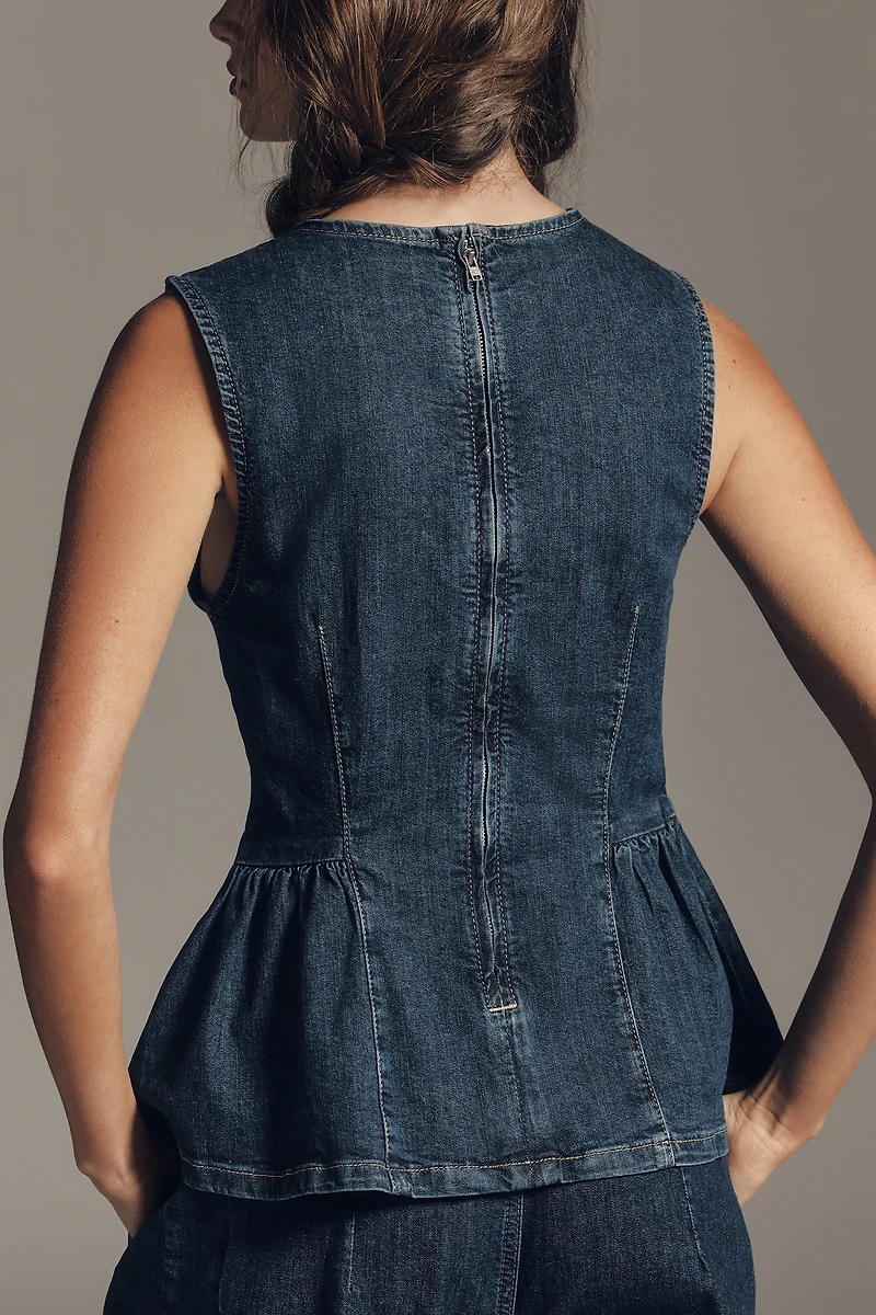 Maeve Denim Peplum Sleeveless Top