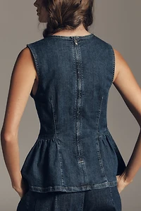 Maeve Denim Peplum Sleeveless Top