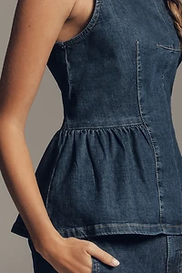 Maeve Denim Peplum Sleeveless Top
