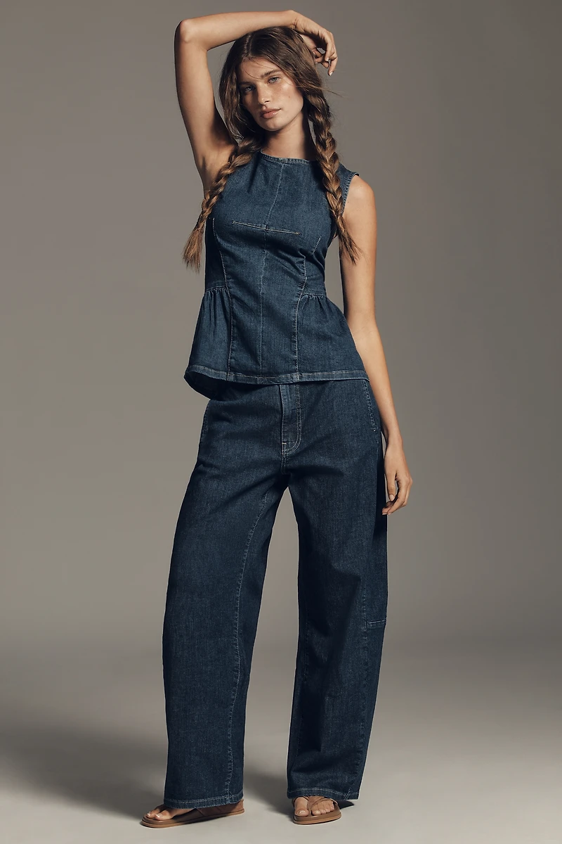 Maeve Denim Peplum Sleeveless Top