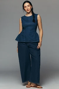 Maeve Denim Peplum Sleeveless Top