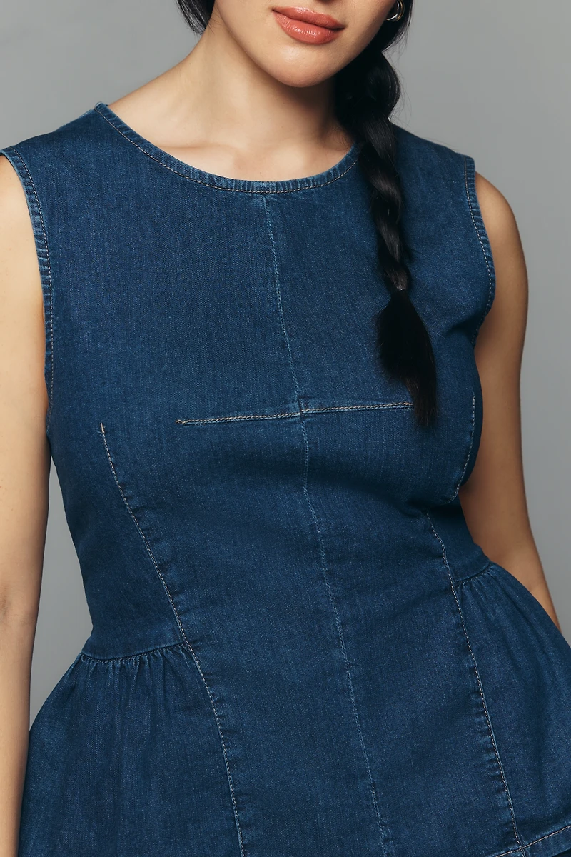 Maeve Denim Peplum Sleeveless Top