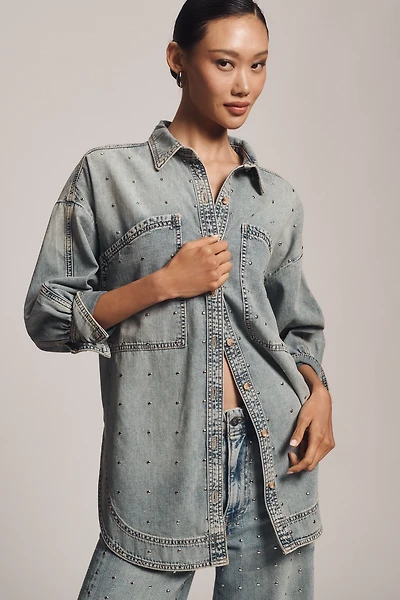 Pilcro Studded Denim Buttondown Shirt