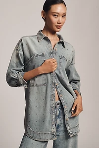 Pilcro Studded Denim Buttondown Shirt