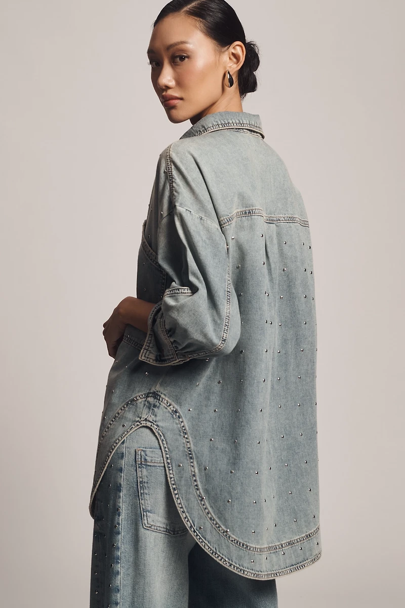 Pilcro Studded Denim Buttondown Shirt