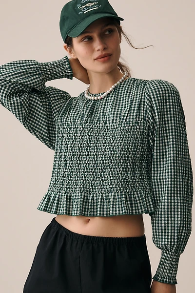 Hunter Bell Eubanks Puff-Sleeve Smocked Top