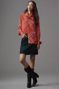 Hunter Bell Frances Long-Sleeve Tie-Neck Blouse