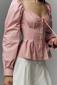 NIA Cloverfield Peplum Long-Sleeve Top