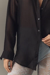 By Anthropologie Sheer Long-Sleeve Buttondown