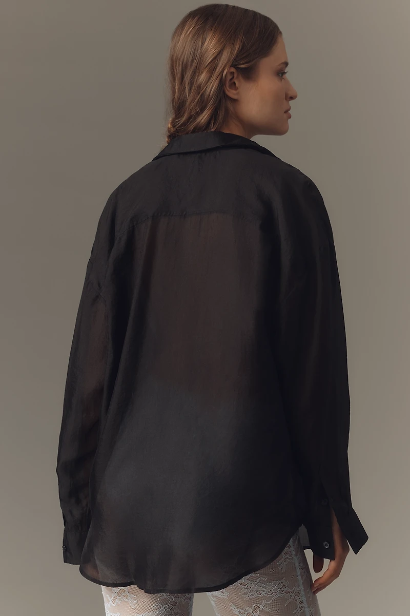 By Anthropologie Sheer Long-Sleeve Buttondown