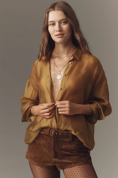 By Anthropologie Sheer Long-Sleeve Buttondown