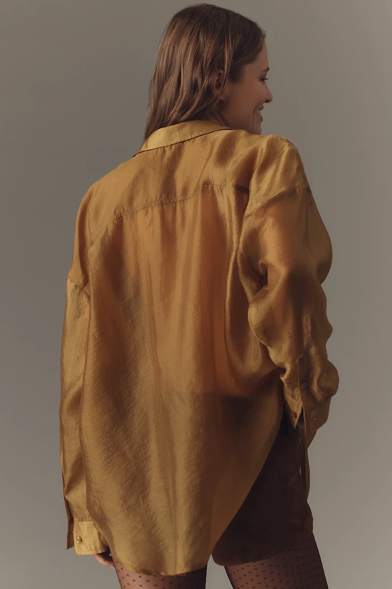 By Anthropologie Sheer Long-Sleeve Buttondown