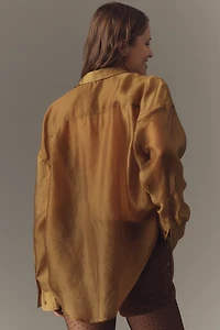 By Anthropologie Sheer Long-Sleeve Buttondown