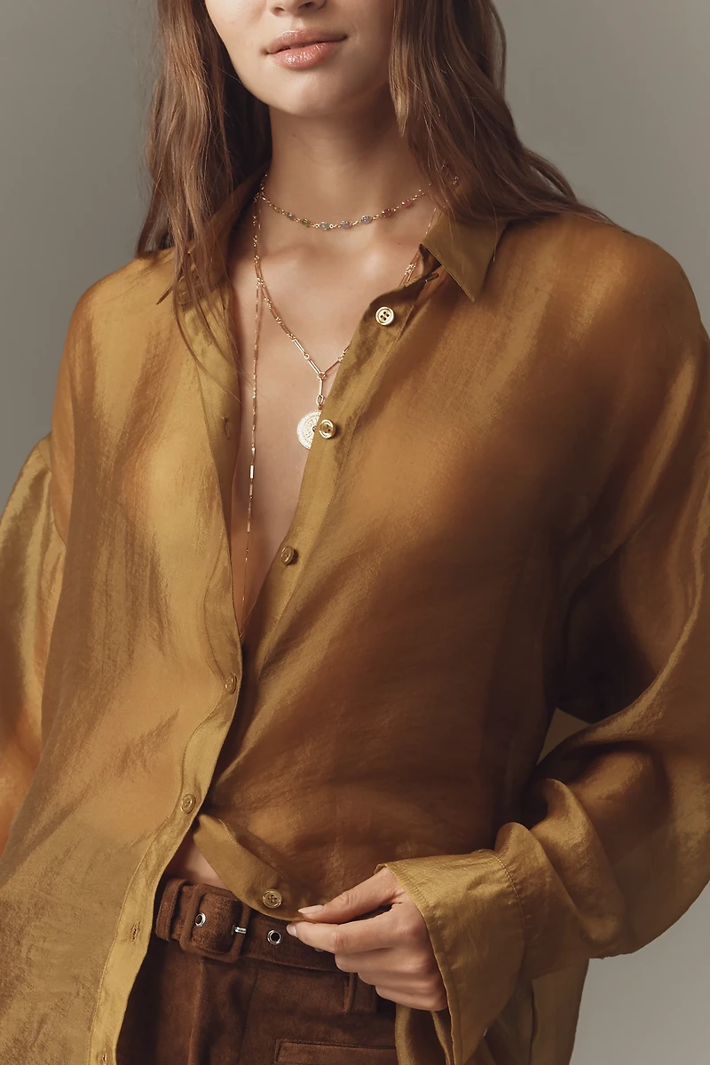 By Anthropologie Sheer Long-Sleeve Buttondown
