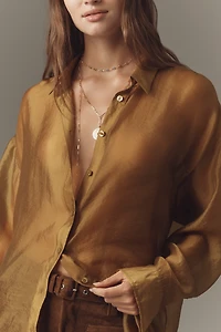 By Anthropologie Sheer Long-Sleeve Buttondown