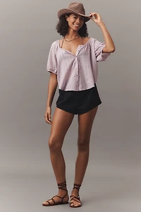 Pilcro Puff-Sleeve Gauze Blouse