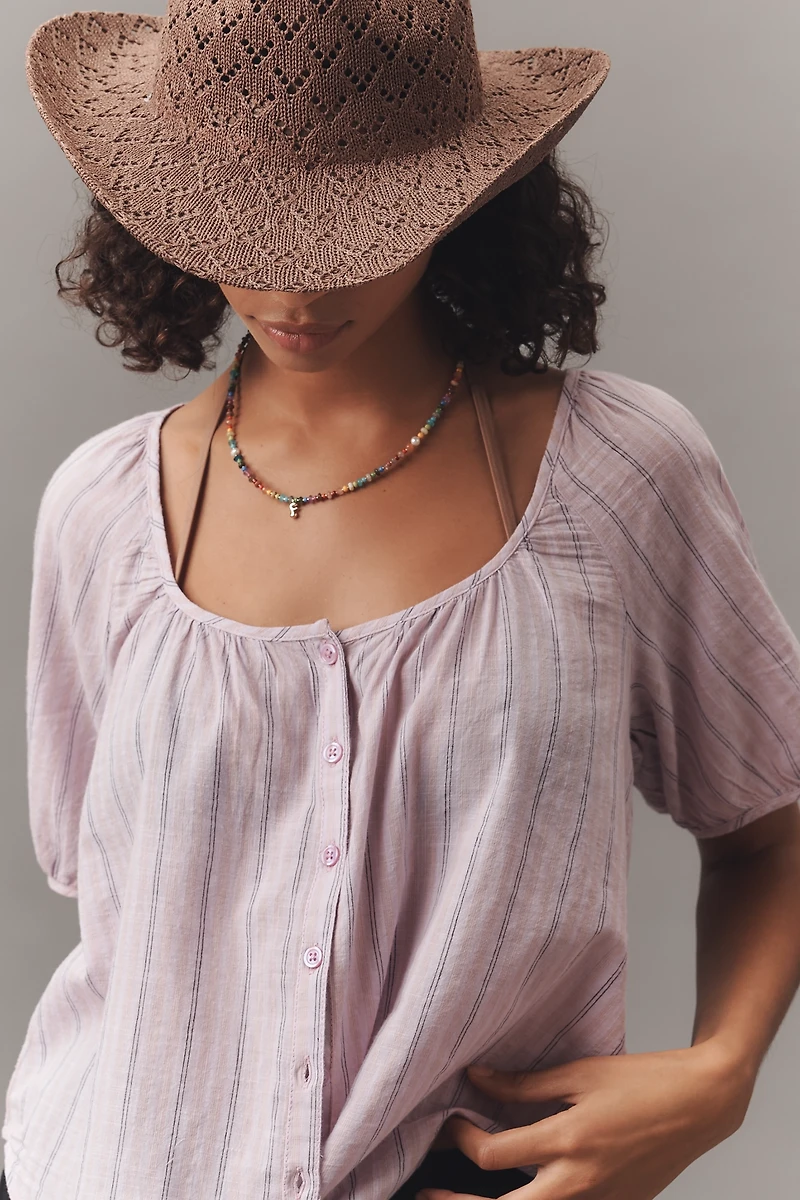 Pilcro Puff-Sleeve Gauze Blouse