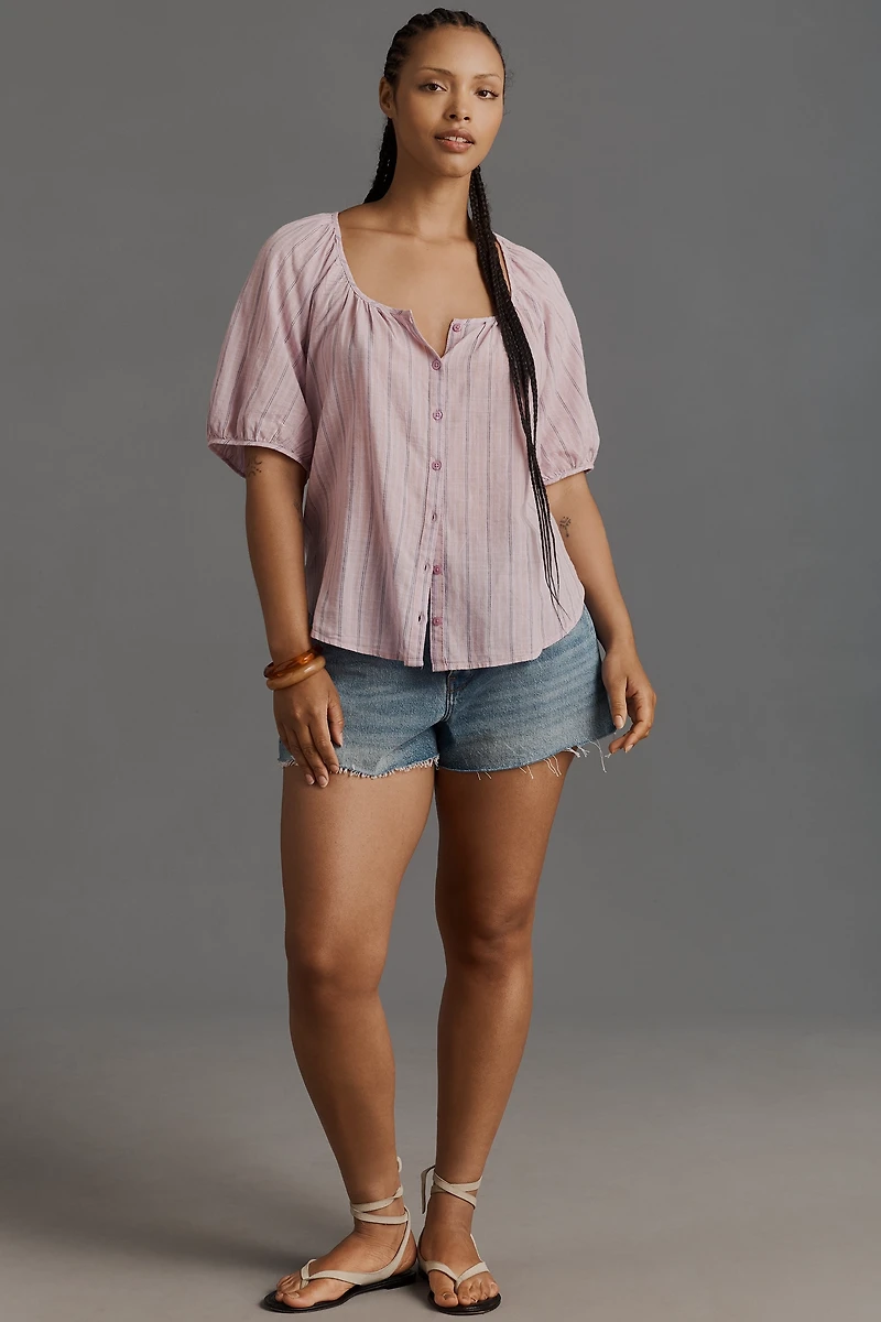 Pilcro Puff-Sleeve Gauze Blouse
