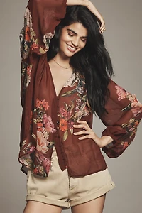 The Estela Sheer Printed Blouse
