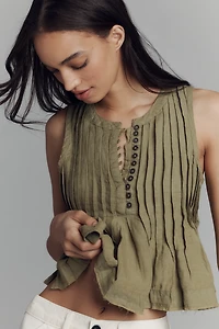 The Lottie Pleated Linen Tank