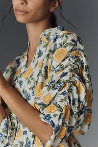 Maeve Short-Sleeve Ruched Peplum Blouse
