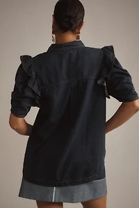 The Ozzi Ruffle-Sleeve Buttondown Shirt by Pilcro