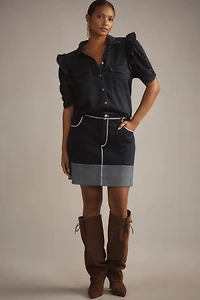 The Ozzi Ruffle-Sleeve Buttondown Shirt by Pilcro