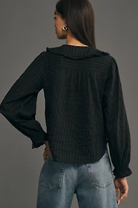 The Keira Collared Button-Front Blouse by Pilcro: Long-Sleeve Edition