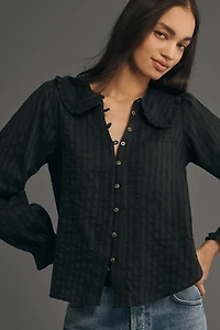The Keira Collared Button-Front Blouse by Pilcro: Long-Sleeve Edition