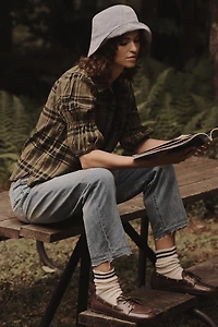 The Tallulah Puff-Sleeve Plaid Buttondown Top by Pilcro