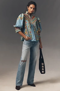 Hope for Flowers by Tracy Reece Soft Smocked Henley Shirt