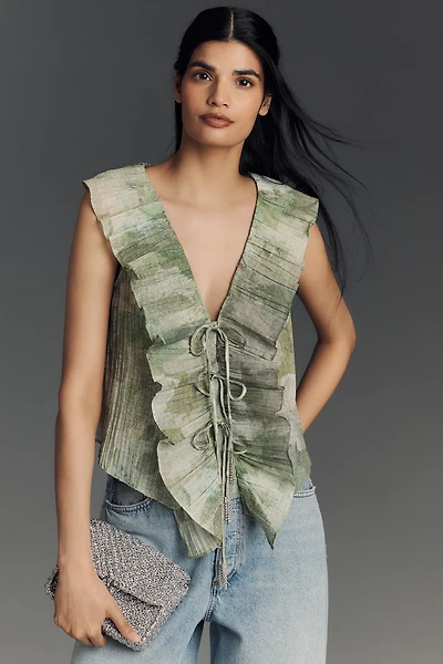 Hope for Flowers by Tracy Reese Linen Blend Frilled Bolero Blouse