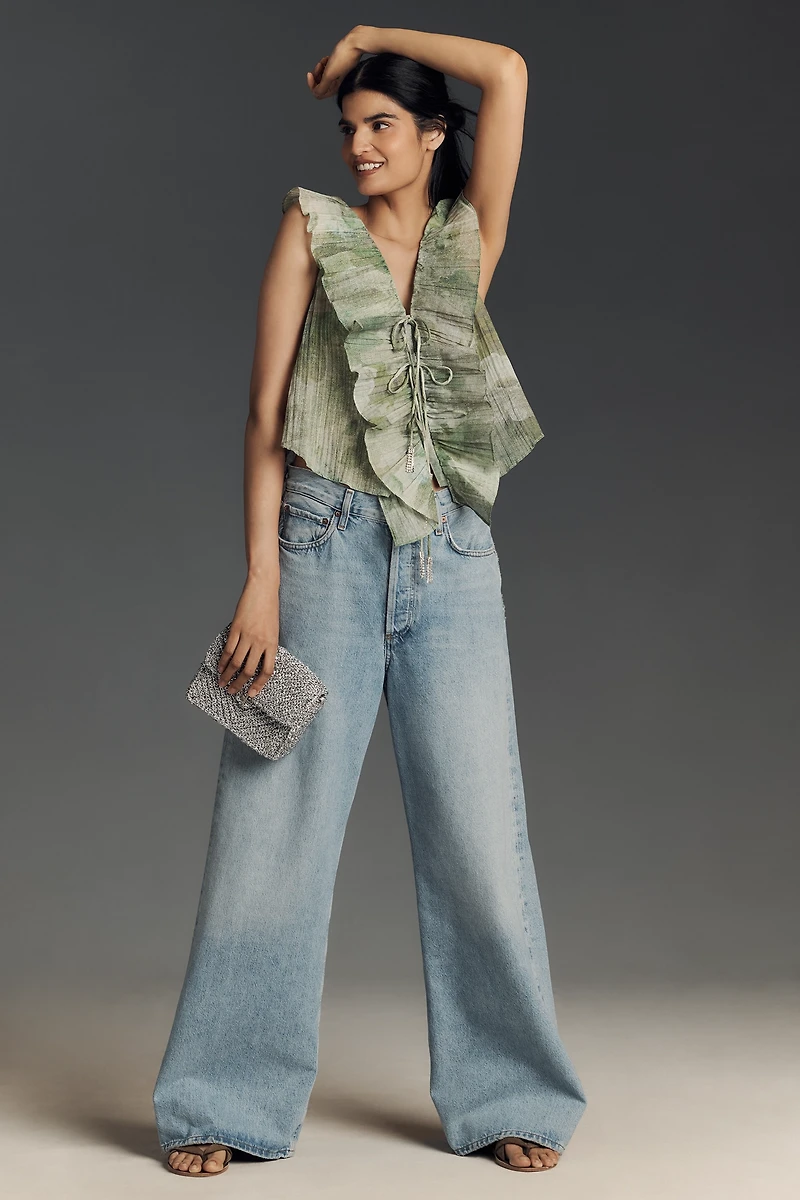 Hope for Flowers by Tracy Reese Linen Blend Frilled Bolero Blouse
