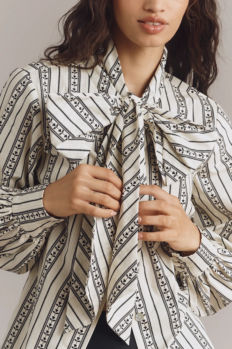 Hope for Flowers by Tracy Reese Long-Sleeve Tie-Neck Blouse
