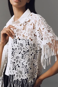Walter Baker Ollie Short-Sleeve Lace Fringe Top