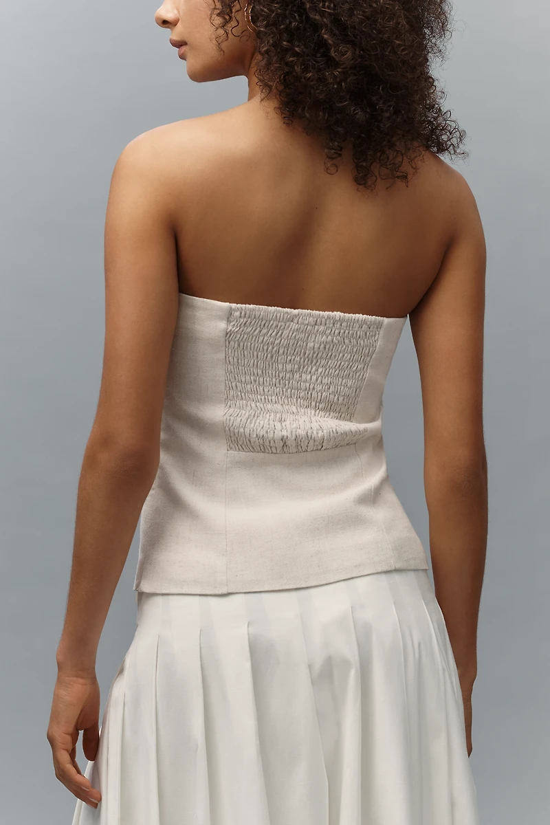 Walter Baker Bianca Linen Blend Strapless Top