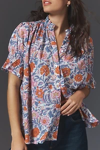 Mille Marnie Short-Sleeve Buttondown Shirt