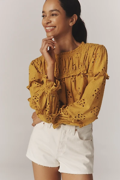 Mille Thea Eyelet Long-Sleeve Top