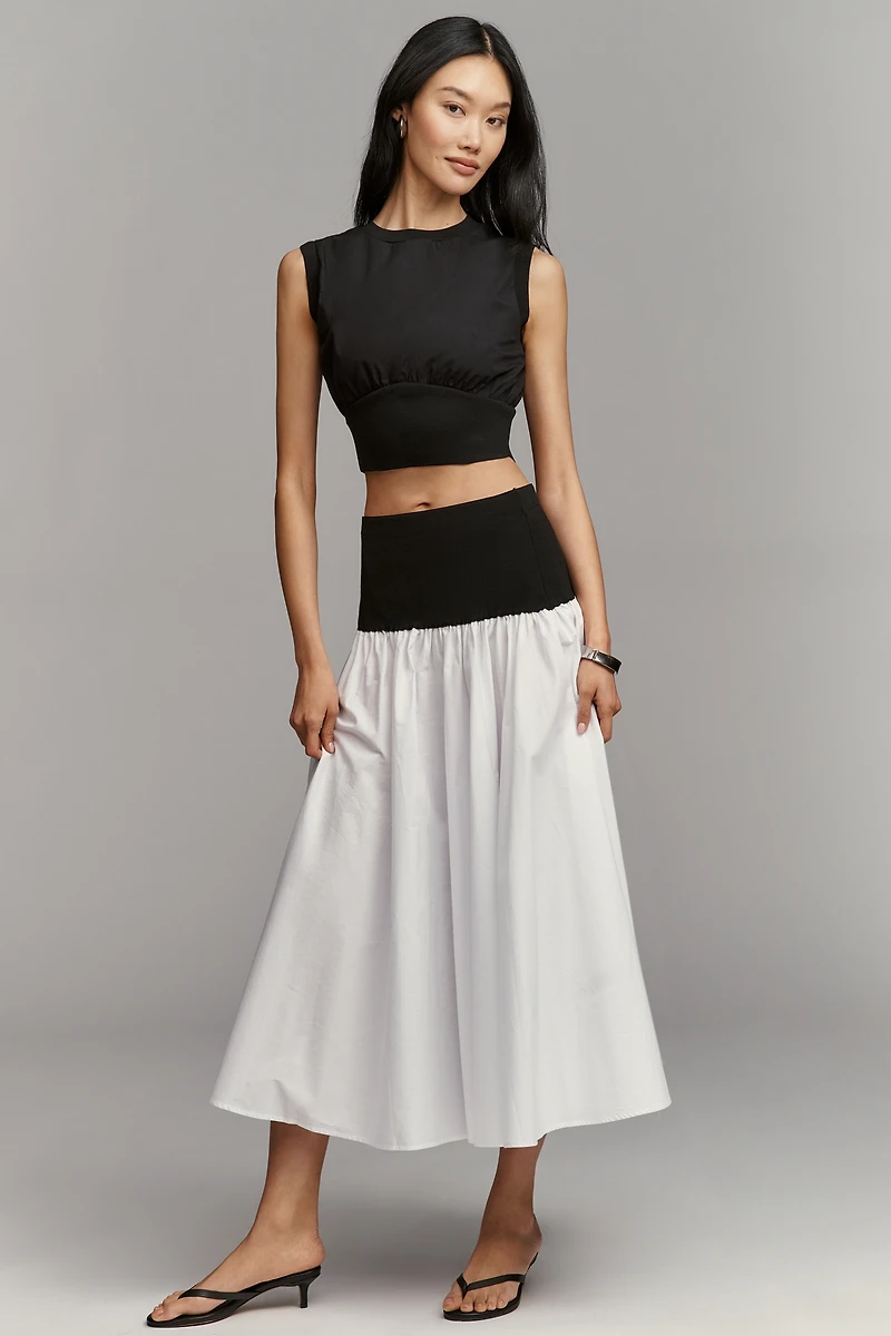 By Anthropologie Cotton Sleeveless Waisted Crop Top