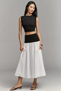 By Anthropologie Cotton Sleeveless Waisted Crop Top