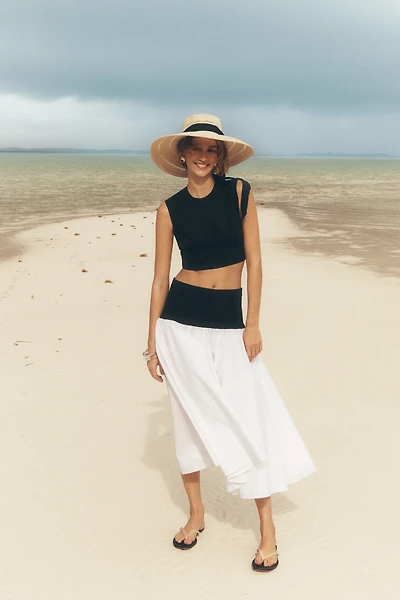 By Anthropologie Cotton Sleeveless Waisted Crop Top