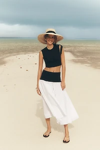 By Anthropologie Cotton Sleeveless Waisted Crop Top