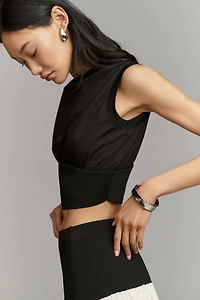 By Anthropologie Cotton Sleeveless Waisted Crop Top