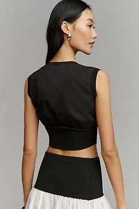 By Anthropologie Cotton Sleeveless Waisted Crop Top