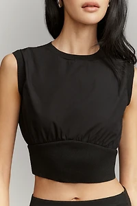 By Anthropologie Cotton Sleeveless Waisted Crop Top