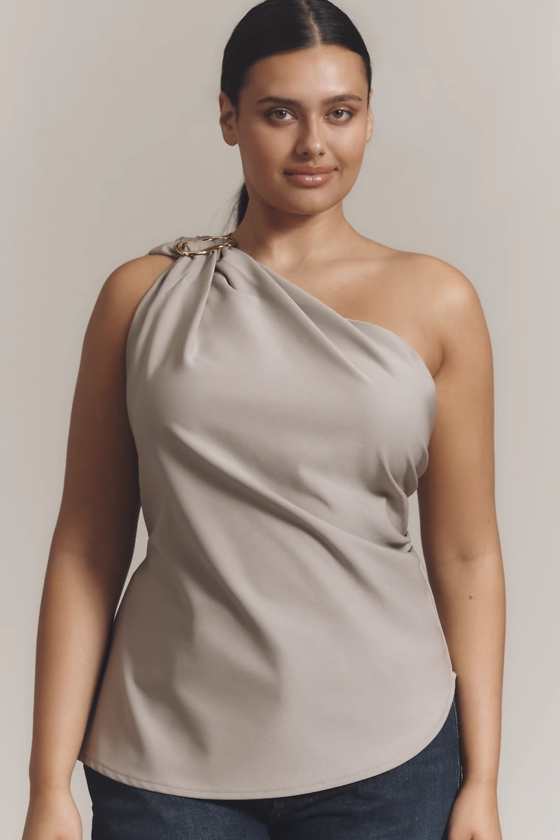 By Anthropologie One-Shoulder Hardware Draped Top