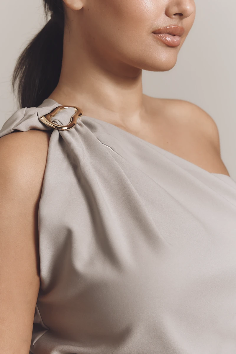 By Anthropologie One-Shoulder Hardware Draped Top