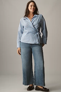 Maeve Long-Sleeve Tie-Waist Wrap Blouse